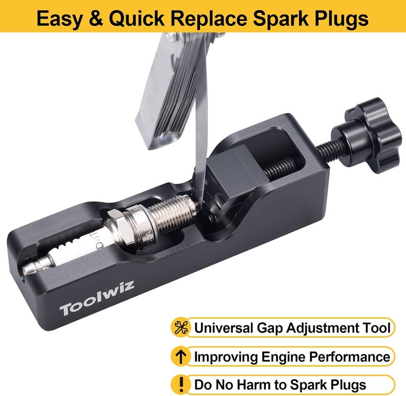 Toolwiz Spark Plug Gap Tool with 32 Blade Steel Feeler Gauge, Gapping Tool for Most 10mm 12mm 14mm 16mm Thread Spark Plugs, Black - Image 2